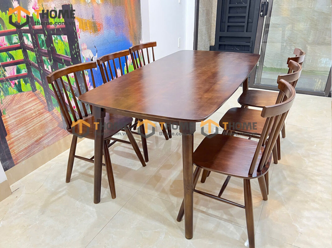 Bàn Ăn Gỗ Cao Su Tự Nhiên Mango Màu Óc Chó BA-02CS