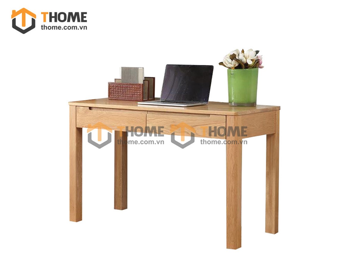 Bàn làm việc gỗ sồi tự nhiên 2 hộc kéo Uma BLV1T-23SM