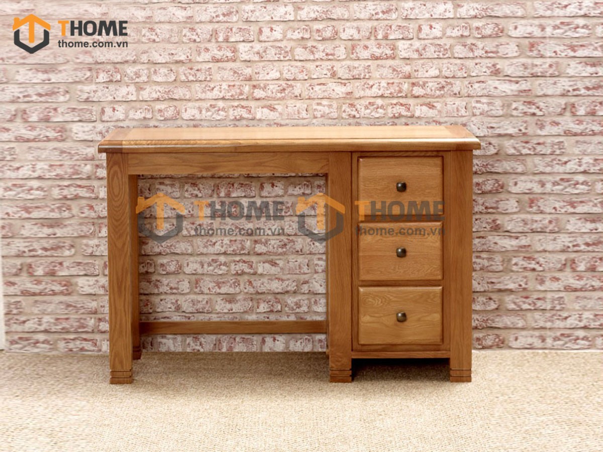 Bàn làm việc gỗ sồi tự nhiên 3 hộc kéo Woodstock màu tự nhiên BLV1T-20SM