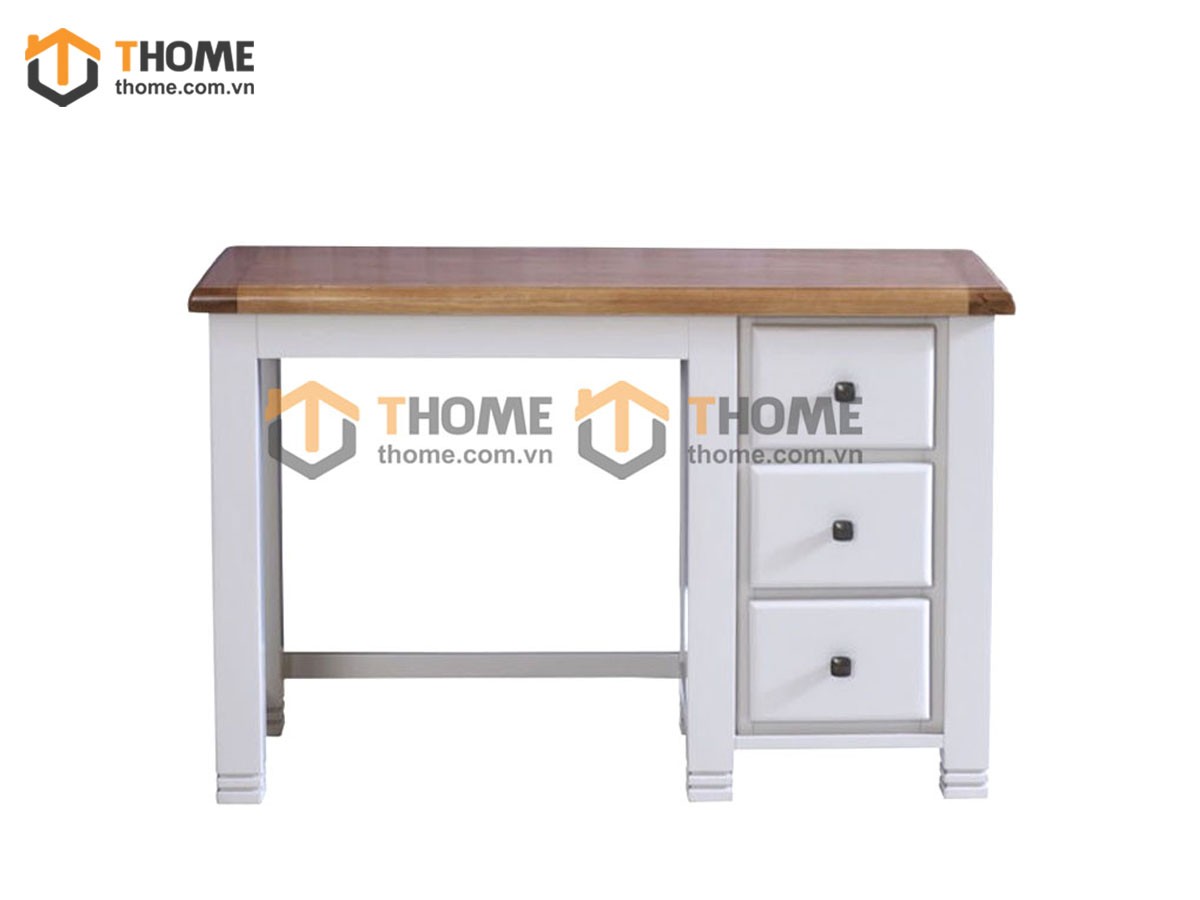 Bàn làm việc gỗ sồi tự nhiên 3 hộc kéo Woodstock màu trắng BLV1T-21SM
