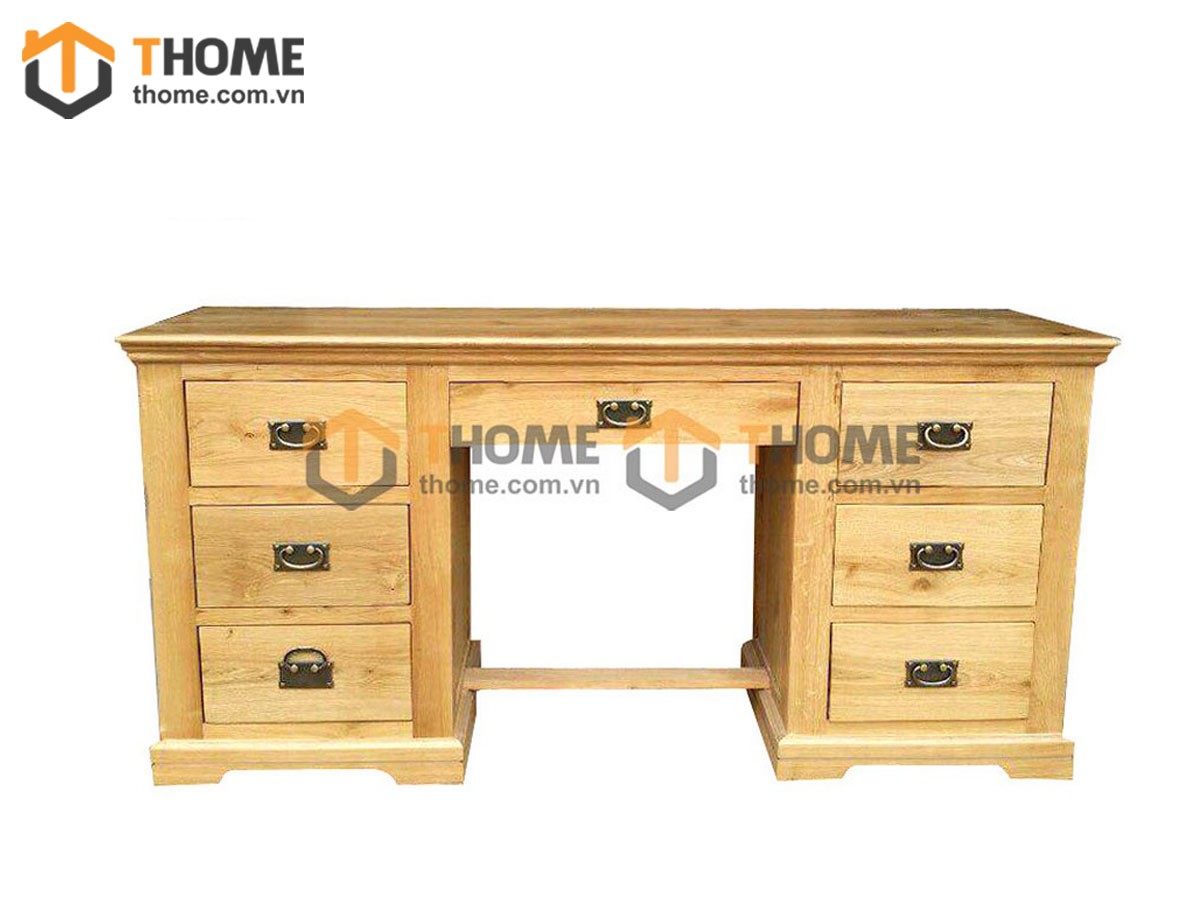 Bàn làm việc gỗ sồi tự nhiên 7 hộc kéo BLV1T-15SM