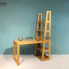 Bàn làm việc gỗ sồi tự nhiên có kệ sách bên hông BLV1T-14SM