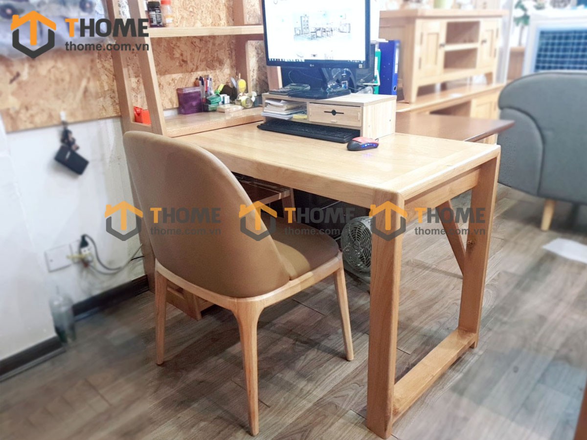 Bàn làm việc gỗ sồi tự nhiên 7 hộc kéo BLV1T-25SM