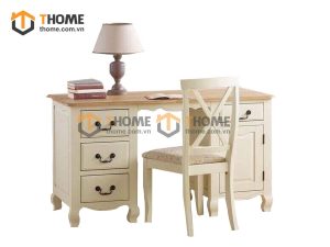 Bàn làm việc gỗ sồi tự nhiên màu trắng Harris BLV1T-12SM