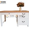 Bàn làm việc gỗ sồi tự nhiên màu trắng Harris BLV1T-18SM