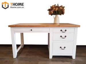 Bàn làm việc gỗ sồi tự nhiên màu trắng Harris BLV1T-18SM