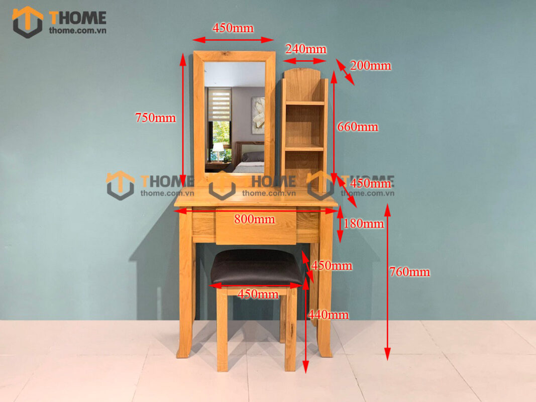 Bàn Trang Điểm Gỗ Sồi Tự Nhiên Sala BTD-20SM