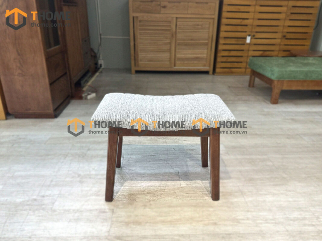 Ghế Đôn Gỗ Sồi Tự Nhiên Mặt Nệm Hình Cong GHEDONMN-05SN