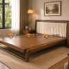Giường Ngủ Chân Đùi Gà Gỗ Sồi Tự Nhiên Đầu Nệm GNĐN-16SN