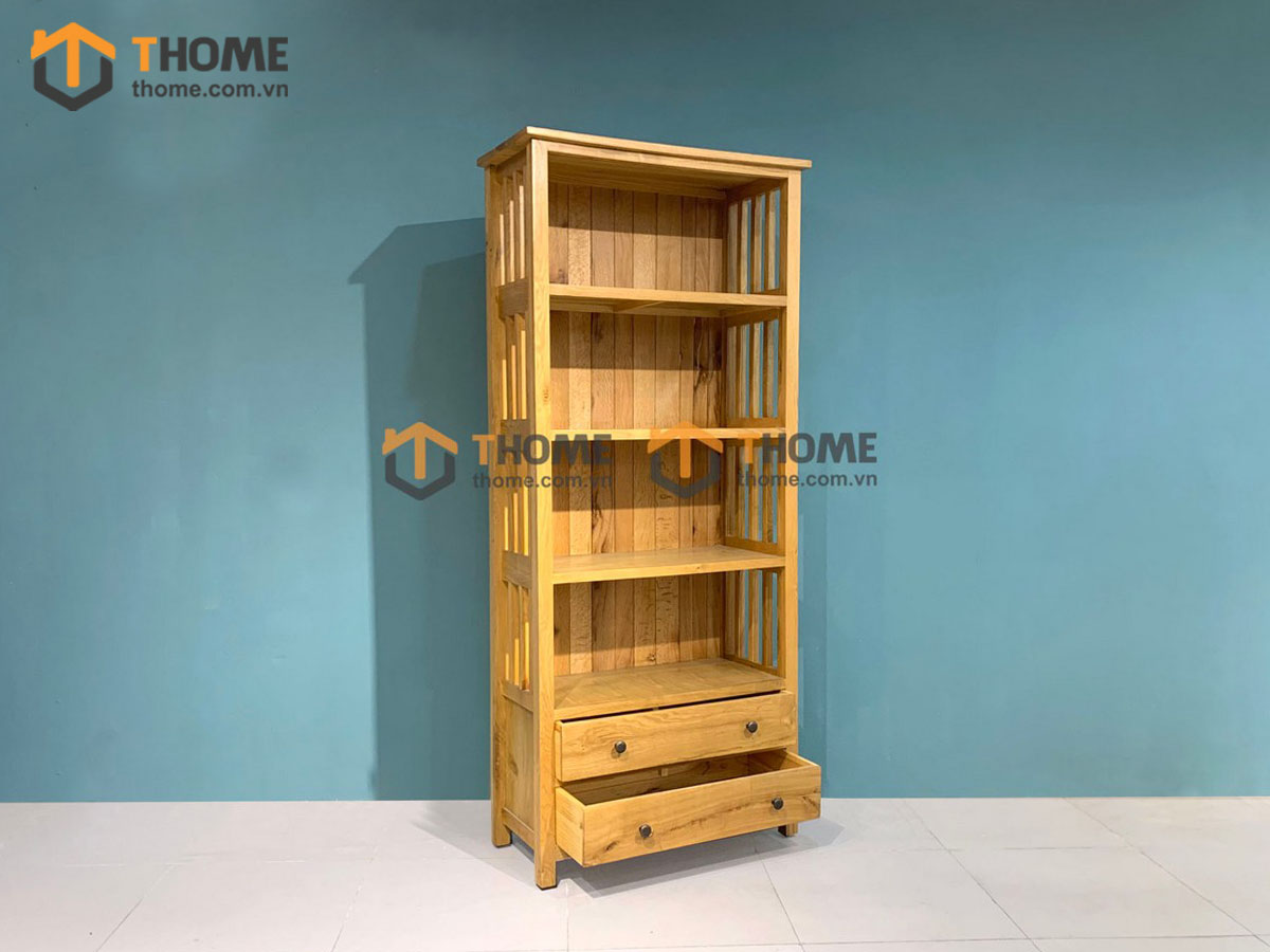 Kệ sách gỗ sồi tự nhiên 2 hộc kéo Ashmore KS-14SM
