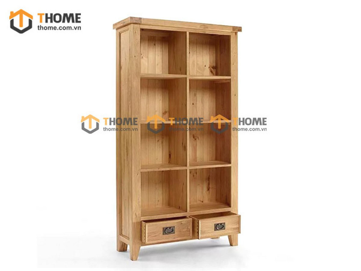 Kệ sách gỗ sồi tự nhiên 2 hộc kéo Harris KS-13SM