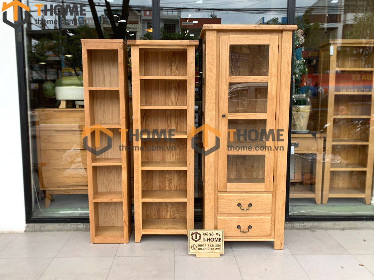 Kệ sách gỗ sồi tự nhiên 6 tầng Harris KS-12SM