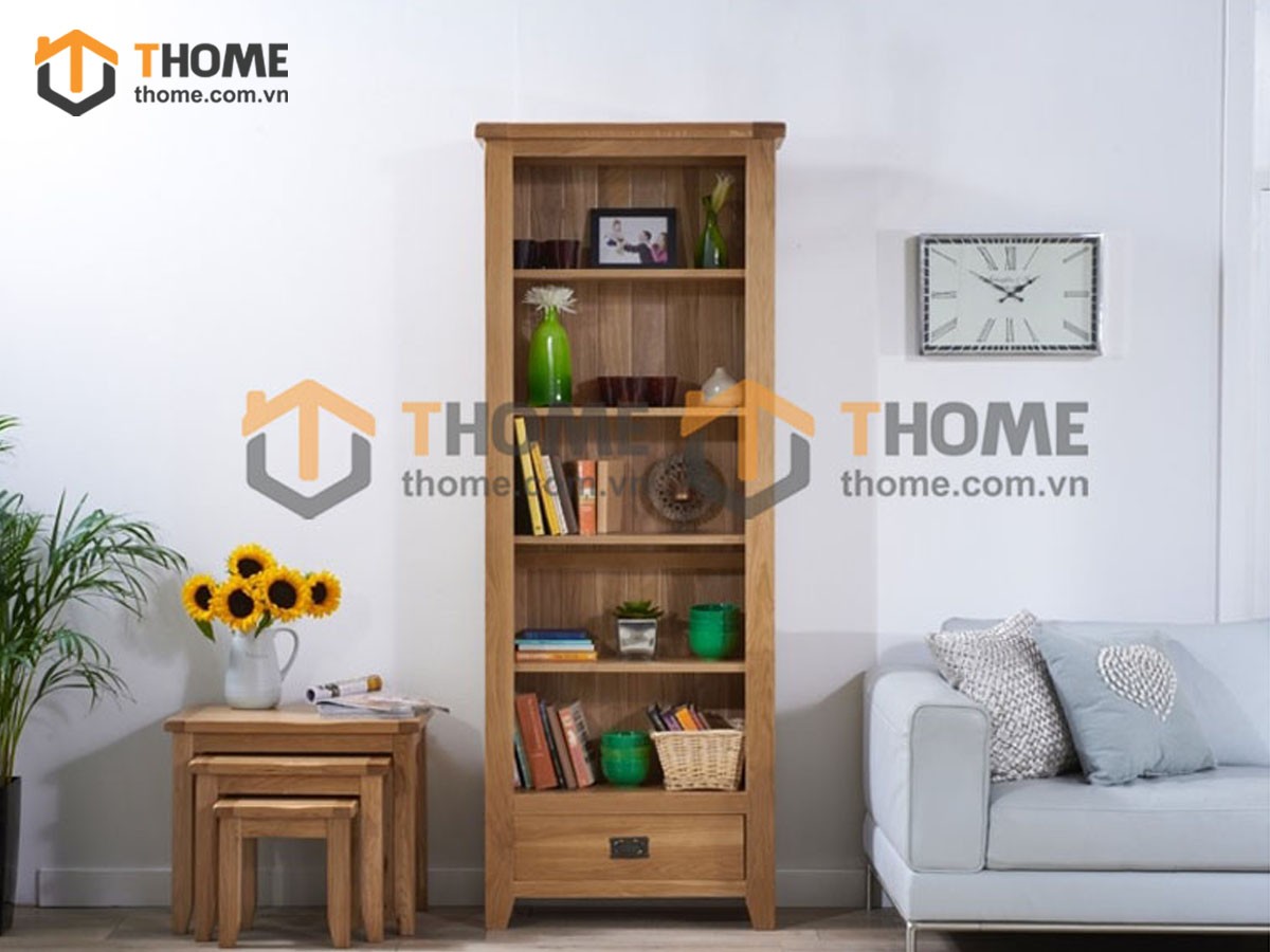 Kệ sách gỗ sồi tự nhiên 6 tầng Harris KS-12SM