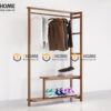 Kệ treo quần áo gỗ sồi tự nhiên 2 tầng màu óc chó TAT-02SN