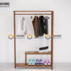 Kệ treo quần áo gỗ sồi tự nhiên 2 tầng màu óc chó TAT-02SN