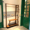 Kệ treo quần áo gỗ sồi tự nhiên 2 tầng màu óc chó TAT-02SN