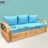 Sofa giường gỗ sồi tự nhiên răng cưa 2.15m màu tự nhiên SFB-01SN