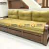 Sofa Giường Gỗ Sồi Tự Nhiên Răng Cưa 2.15m Màu Óc Chó SFB-02SN