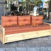 Sofa giường gỗ sồi tự nhiên răng cưa tay nhỏ màu tự nhiên SFB-03SN