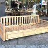 Sofa giường gỗ sồi tự nhiên răng cưa tay nhỏ màu tự nhiên SFB-03SN