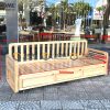 Sofa giường gỗ sồi tự nhiên răng cưa tay nhỏ màu tự nhiên SFB-03SN