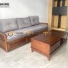 Sofa giường gỗ sồi tự nhiên răng cưa tay nhỏ màu óc chó SFB-04SN