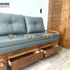Sofa Giường Gỗ Sồi Tự Nhiên Răng Cưa Tay Nhỏ Màu Óc Chó SFB-04SN