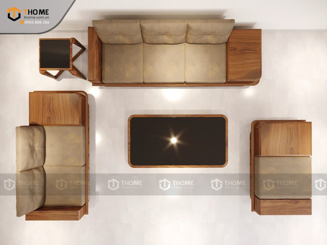 Sofa Hamilton đối chân chéo màu óc chó SFĐ-14SN