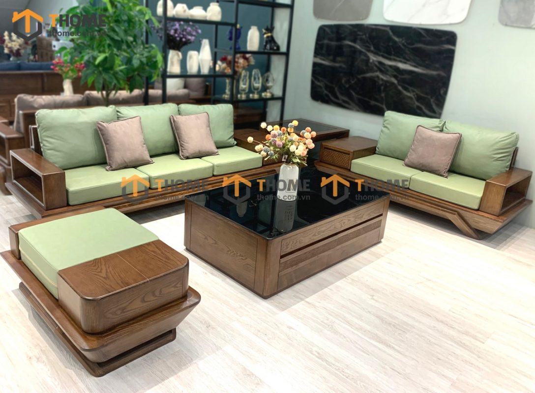 Sofa Hamilton đối chân chéo màu óc chó SFĐ-14SN