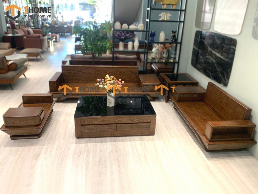 Sofa Hamilton đối chân chéo màu óc chó SFĐ-14SN