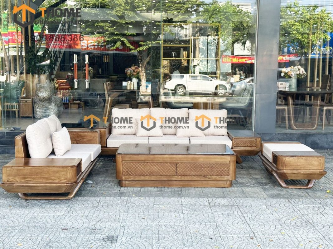 Sofa Hamilton đối chân chéo màu óc chó SFĐ-14SN