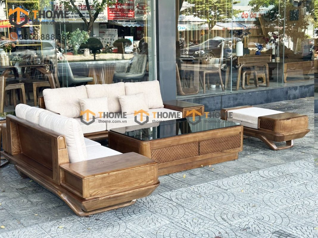 Sofa Hamilton đối chân chéo màu óc chó SFĐ-14SN