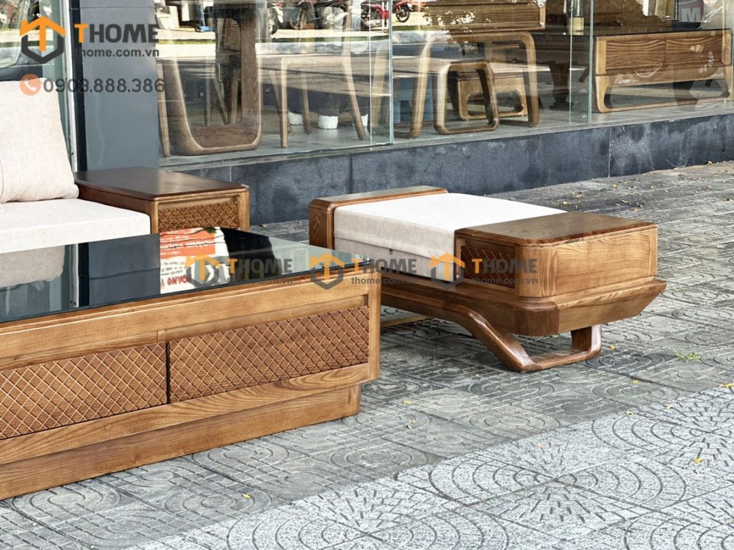 Sofa Hamilton đối chân chéo màu óc chó SFĐ-14SN