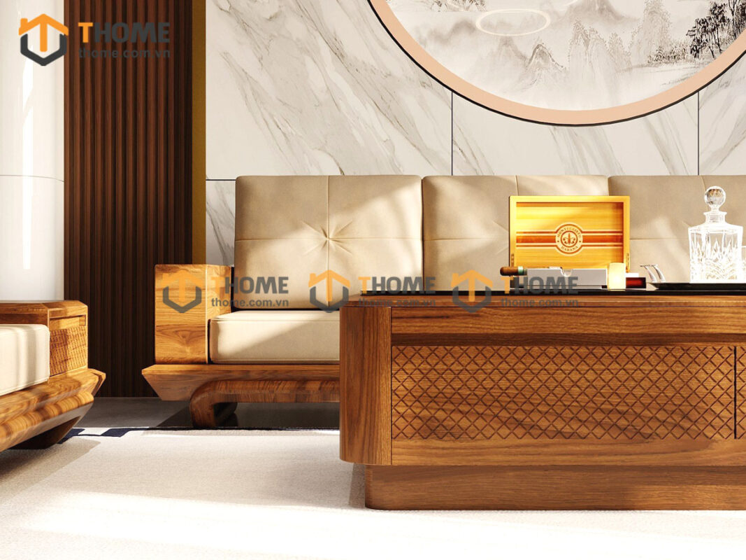 Sofa Đối Hamilton Gỗ Sồi Tự Nhiên Chân Chéo Màu Óc Chó SFĐ-14SN