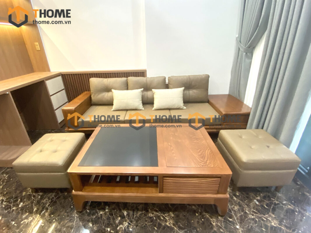 Sofa Đối Hamilton Gỗ Sồi Tự Nhiên Chân Chéo Màu Óc Chó SFĐ-14SN