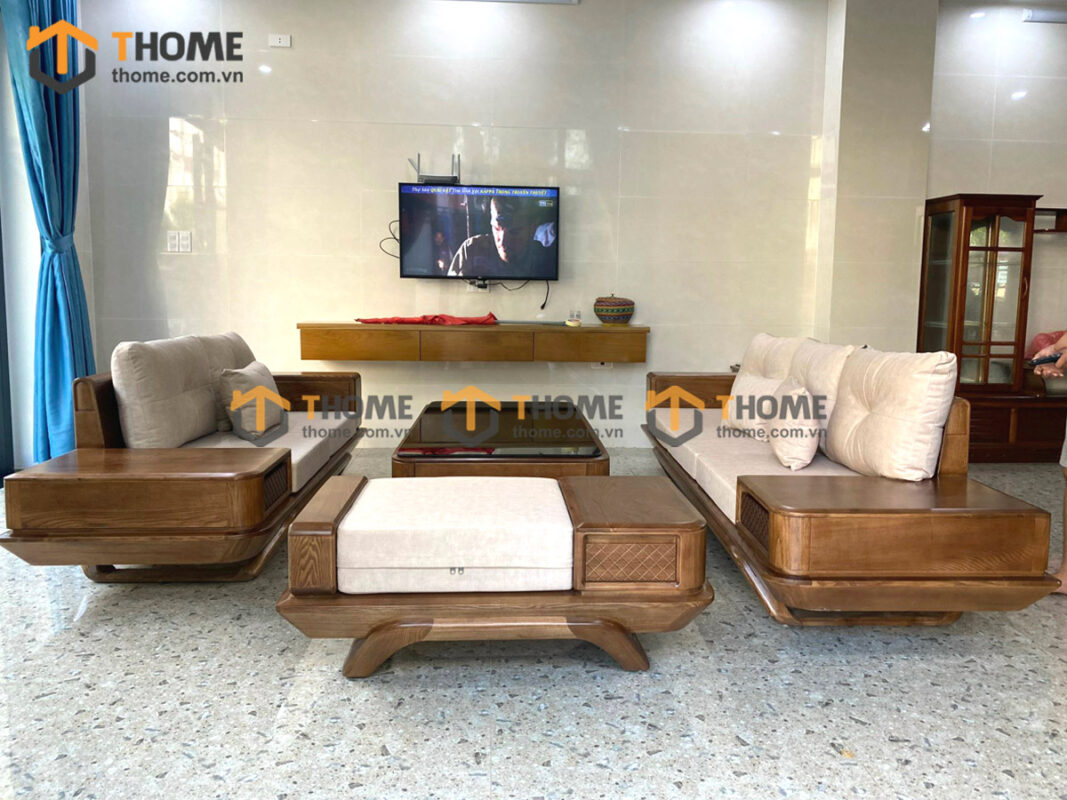 Sofa Đối Hamilton Gỗ Sồi Tự Nhiên Chân Chéo Màu Óc Chó SFĐ-14SN