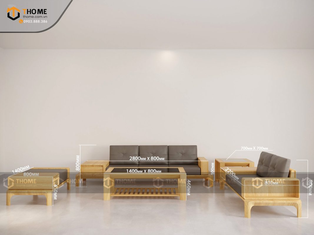 Sofa Mido chân hươu màu tự nhiên SFĐ-11SN