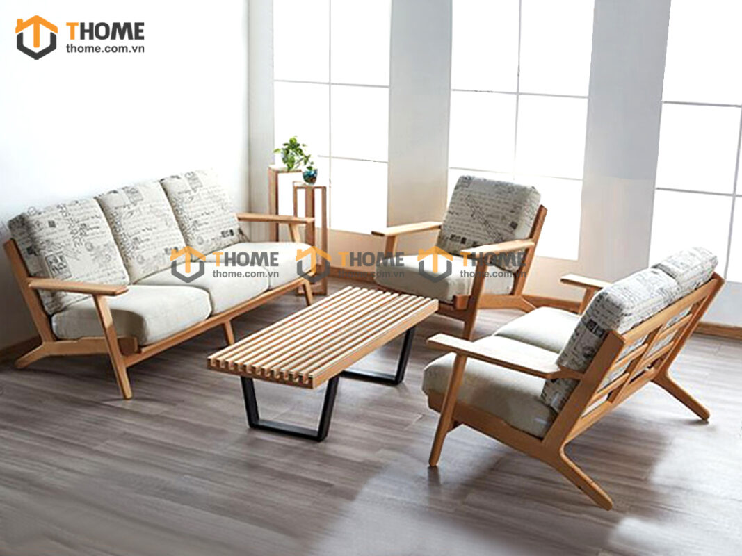 Sofa Chân Quỳ Gỗ Sồi Tự Nhiên Màu Tự Nhiên 1.8m SFN-17SN