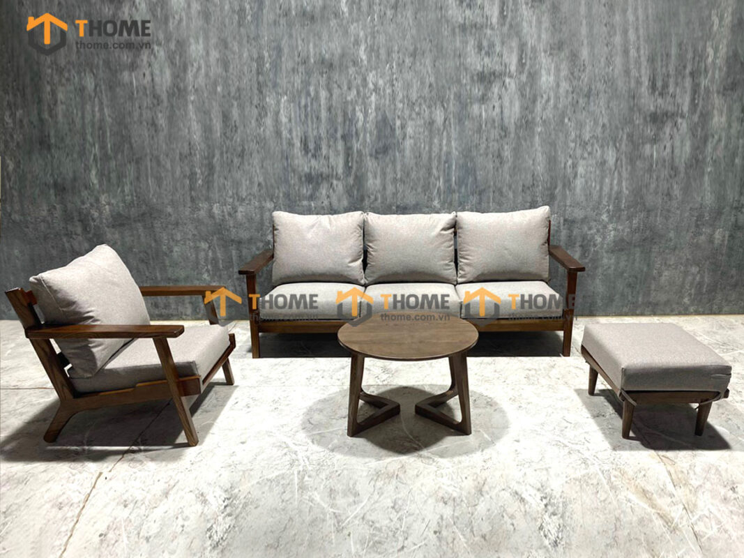 Sofa Chân Quỳ Gỗ Sồi Tự Nhiên Màu Óc Chó 1.8m SFN-18SN