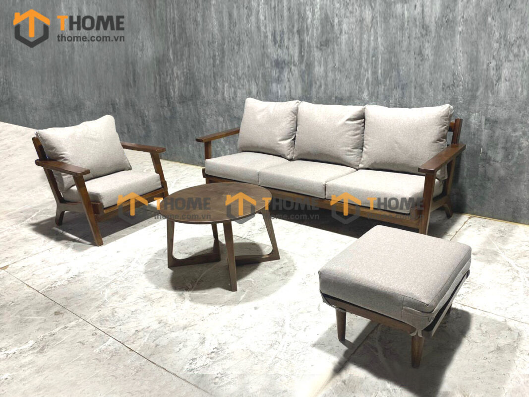 Sofa Chân Quỳ Gỗ Sồi Tự Nhiên Màu Óc Chó 1.8m SFN-18SN