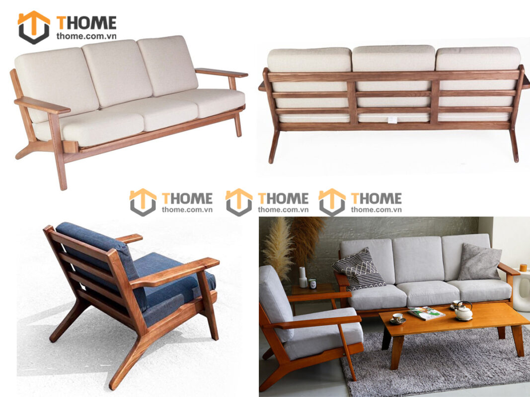 Sofa Chân Quỳ Gỗ Sồi Tự Nhiên Màu Óc Chó 1.8m SFN-18SN