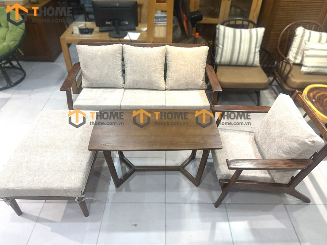 Sofa Chân Quỳ Gỗ Sồi Tự Nhiên Màu Óc Chó 1.8m SFN-18SN