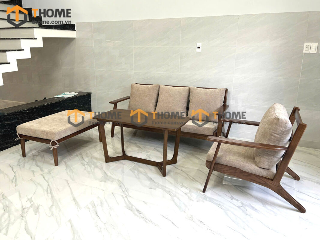 Sofa Chân Quỳ Gỗ Sồi Tự Nhiên Màu Óc Chó 1.8m SFN-18SN
