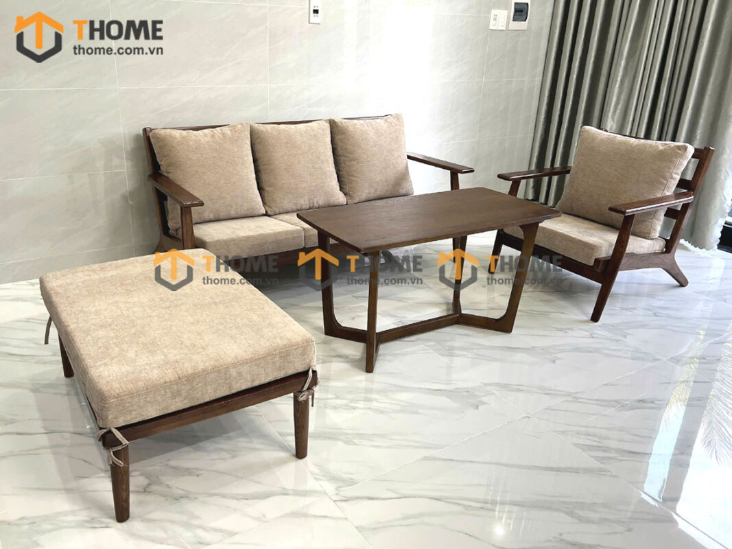 Sofa Chân Quỳ Gỗ Sồi Tự Nhiên Màu Óc Chó 1.8m SFN-18SN