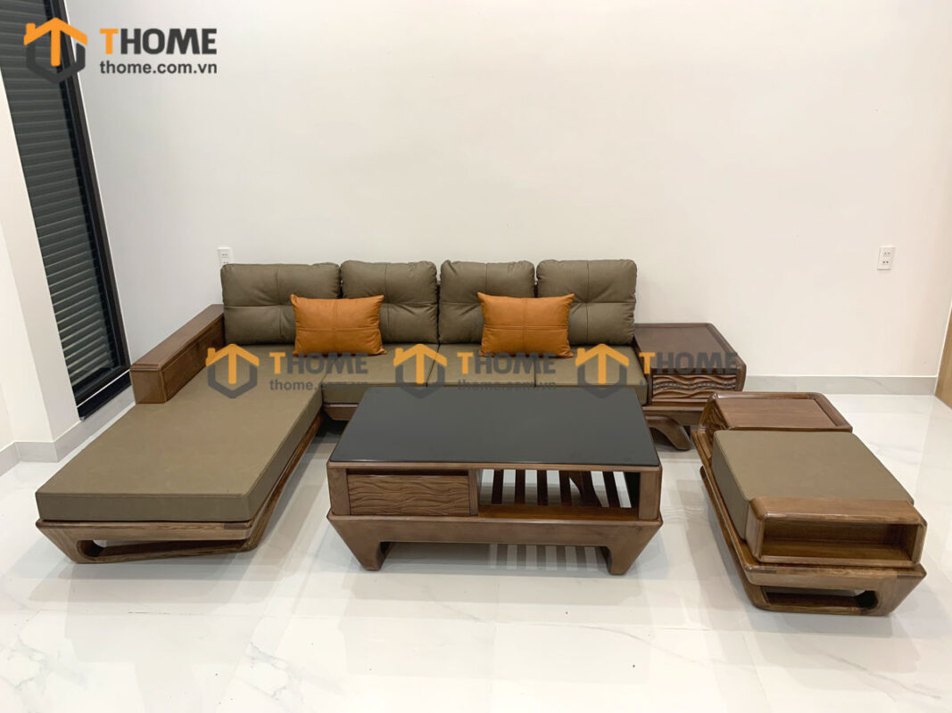 Sofa Venco Gỗ Sồi Tự Nhiên Chân Vặn Màu Óc Chó SFĐ-18SN