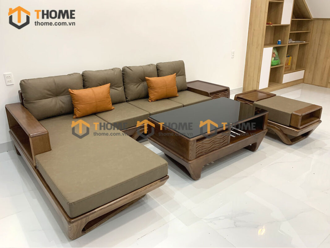 Sofa Venco Gỗ Sồi Tự Nhiên Chân Vặn Màu Óc Chó SFĐ-18SN