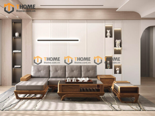 Sofa Venco Gỗ Sồi Tự Nhiên Chân Vặn Màu Óc Chó SFĐ-18SN