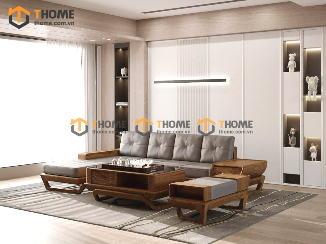 Sofa Venco Gỗ Sồi Tự Nhiên Chân Vặn Màu Óc Chó SFĐ-18SN