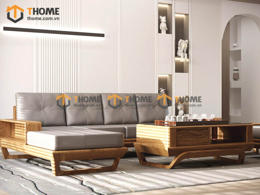 Sofa Venco Gỗ Sồi Tự Nhiên Chân Vặn Màu Óc Chó SFĐ-18SN