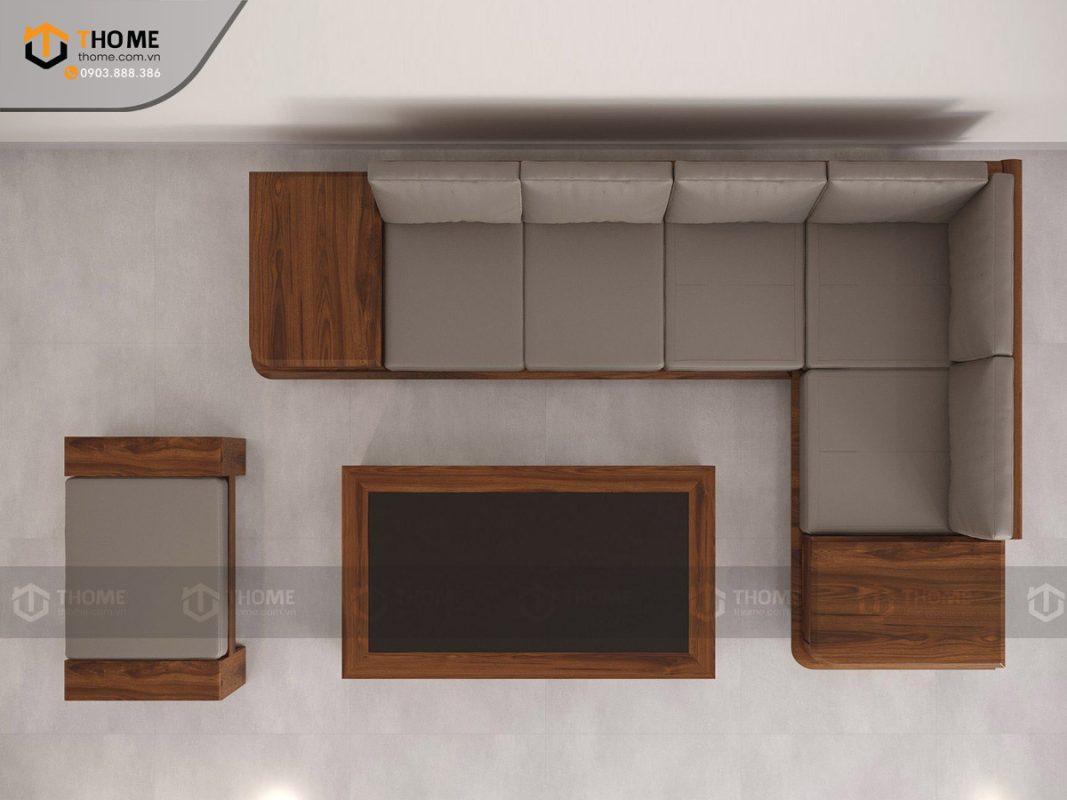 Sofa DW chân vuông màu óc chó SFĐ-20SN